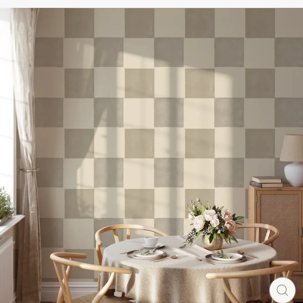 NWT Koko Art Neutral Tan Checkerboard Wallpaper A376 24